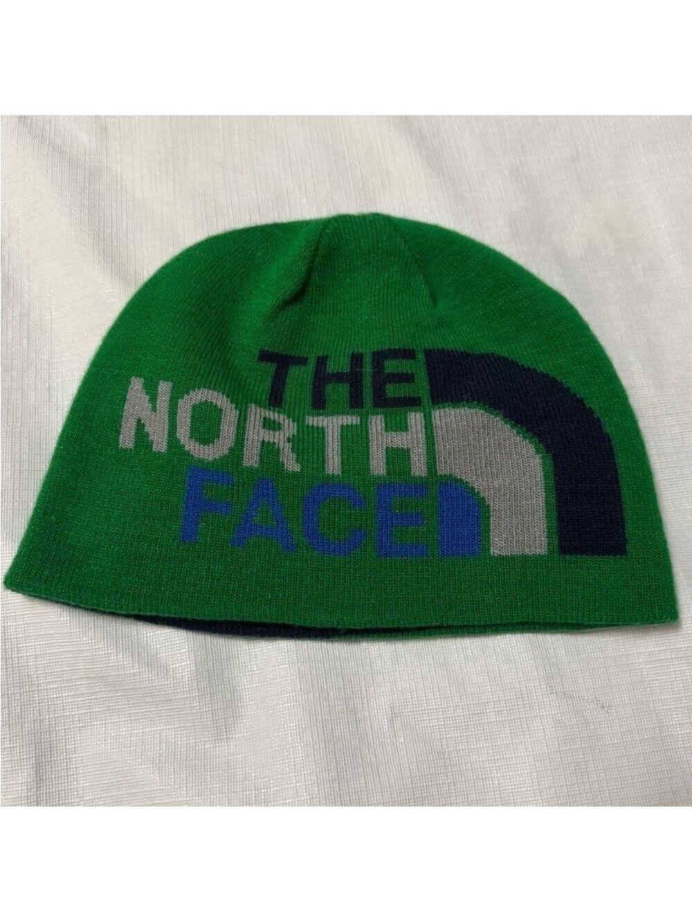 The North Face Green and Blue Winter Hat